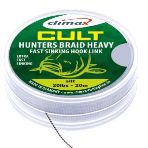 CLIMAX CULT CARP HUNTERSBRAID HEAVY SINKING HOOKLINK 20m 30lb Dark Silt